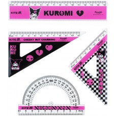 Набір геометричний "Kite" №HK25-282 Kuromi (лінійка 15см,2 косинця,транспортир)(24)(288)