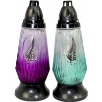 Лампада скляна h-29см "Папороть" кругла,прозоро-кольорова №421KR(8)