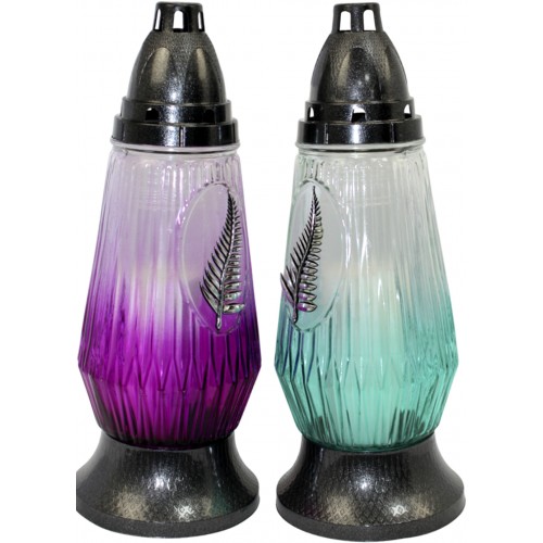 Лампада скляна h-29см "Папороть" кругла,прозоро-кольорова №421KR(8)