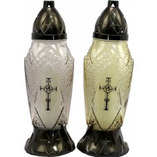 Лампада скляна h-35,5см "Хрест" кругла димчата №№Luk2k(8)