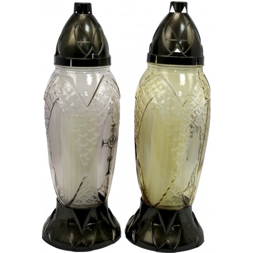 Лампада скляна h-35,5см "Хрест" кругла димчата №№Luk2k(8)