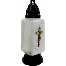 Лампада скляна h-30см "Хрест" прямокутна біла №№Z-1240(8)