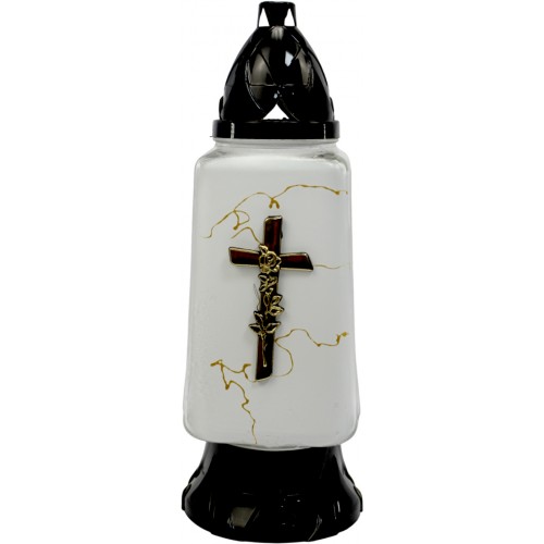 Лампада скляна h-30см "Хрест" прямокутна біла №№Z-1240(8)