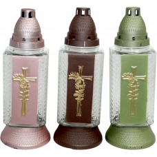 Лампада скляна h-29см "Хрест золото" прямокутна прозора №364(8)