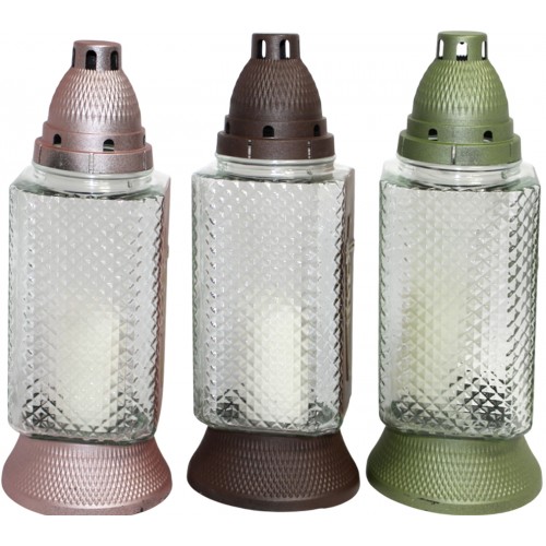 Лампада скляна h-29см "Хрест золото" прямокутна прозора №364(8)