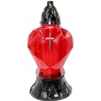 Лампада скляна h-31см "Серце хрест" червоне №965/1325(5)