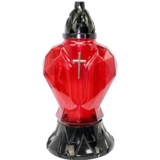 Лампада скляна h-31см "Серце хрест" червоне №965/1325(5)