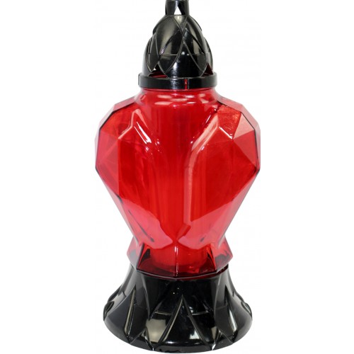 Лампада скляна h-31см "Серце хрест" червоне №965/1325(5)