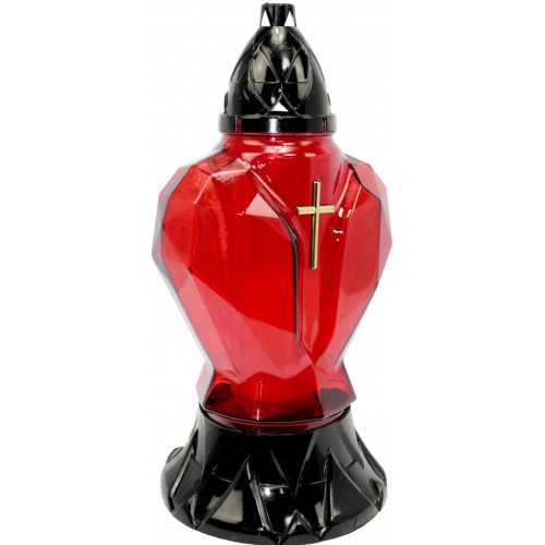 Лампада скляна h-31см "Серце хрест" червоне №965/1325(5)