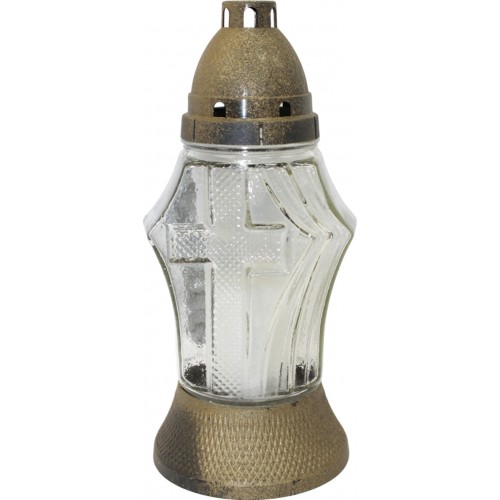 Лампада скляна h-25,5см "Ромб хрест" прозора №566-ТЕ(9)