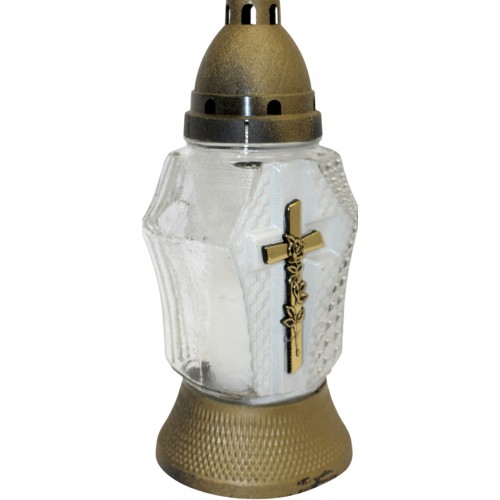 Лампада скляна h-25,5см "Ромб хрест" прозора №566-ТЕ(9)