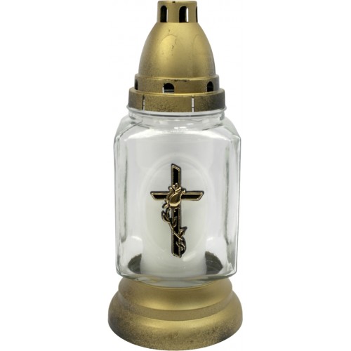 Лампада скляна h-25см  "Квадрат хрест" прозора №ВТ-517(8)