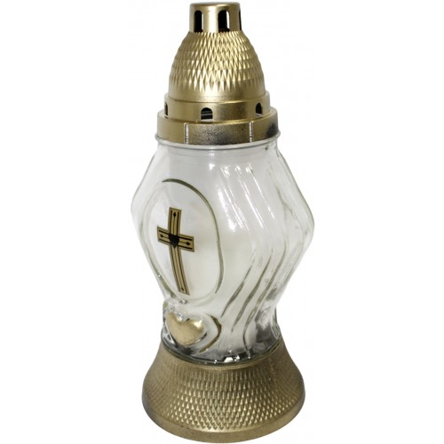 Лампада скляна h-26см "Серце/хрест" ромб прозора №ВТ-516(10)