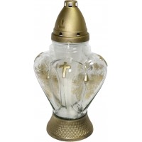 Лампада скляна h-30см "Серце хрест" прозора №607(6)