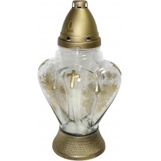 Лампада скляна h-30см "Серце хрест" прозора №607(6)