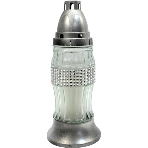 Лампада скляна h-25см "Обідок золото/срібло" кругла прозора №515-ВТ(11)