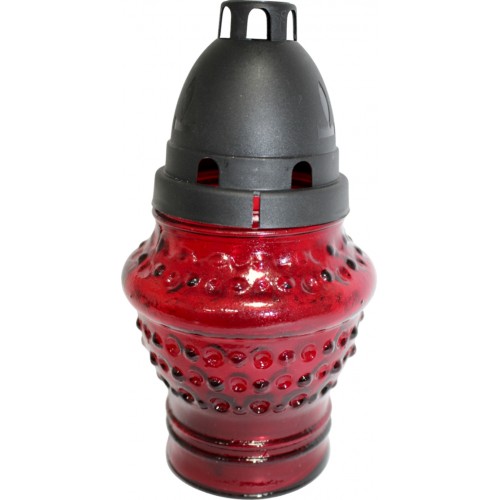 Лампада скляна h-17,5см "заливне" кругла червона (9)