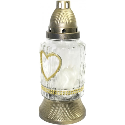 Лампада скляна h-25см "Серце золото" кругла №ВД-553(9)