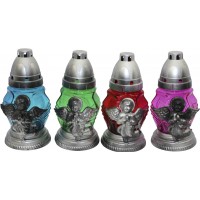 Лампада скляна h-17см "Янгол" шестикутна кольорова №300-ТЕ(12)