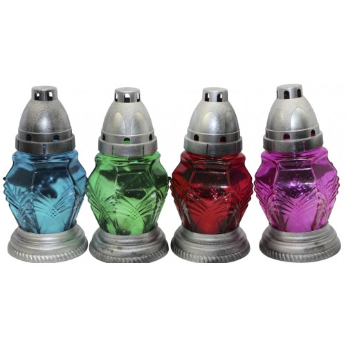 Лампада скляна h-17см "Янгол" шестикутна кольорова №300-ТЕ(12)