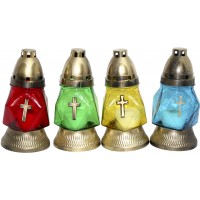 Лампада скляна h-17,5см "Хрест" восьмикутна кольорова №159-ВТ(12)