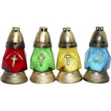 Лампада скляна h-17,5см "Хрест" восьмикутна кольорова №159-ВТ(12)