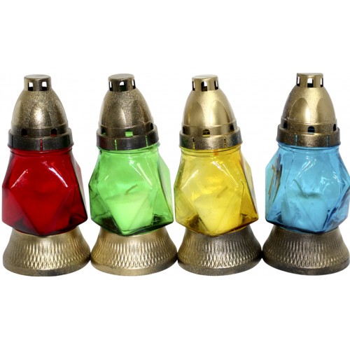 Лампада скляна h-17,5см "Хрест" восьмикутна кольорова №159-ВТ(12)