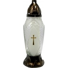 Лампада скляна h-35,5см "Хрест" кругла прозора №№Lu2(8)