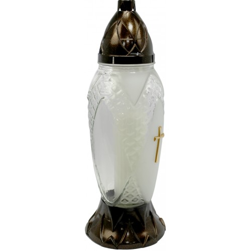 Лампада скляна h-35,5см "Хрест" кругла прозора №№Lu2(8)