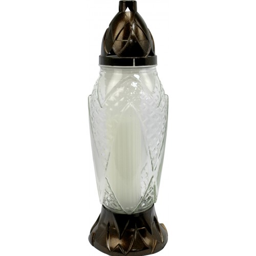 Лампада скляна h-35,5см "Хрест" кругла прозора №№Lu2(8)