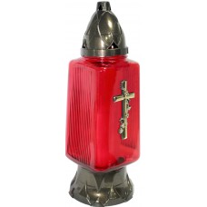 Лампада скляна h-30см "Хрест" прямокутна червона №№Z-1240(8)