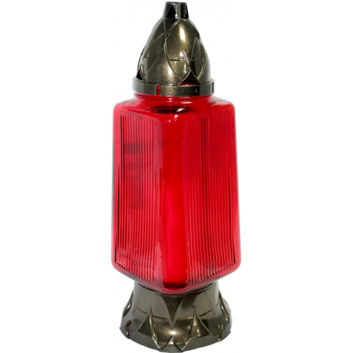 Лампада скляна h-30см "Хрест" прямокутна червона №№Z-1240(8)