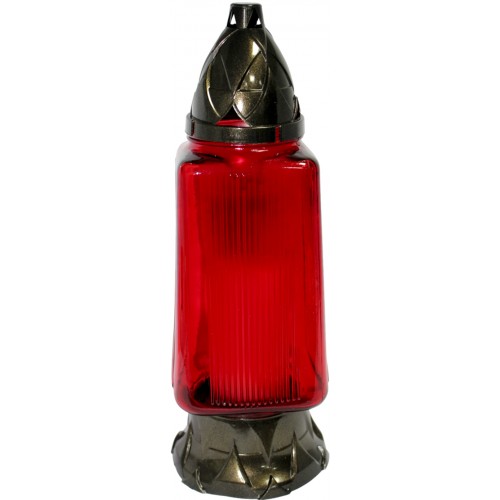 Лампада скляна h-30см "Хрест" прямокутна червона №№Z-1240(8)