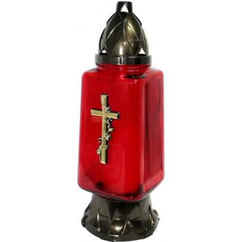 Лампада скляна h-30см "Хрест" прямокутна червона №№Z-1240(8)