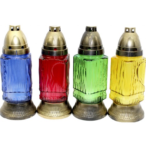 Лампада скляна h-21см "Серце" прямокутна кольорова №Т-31(14)