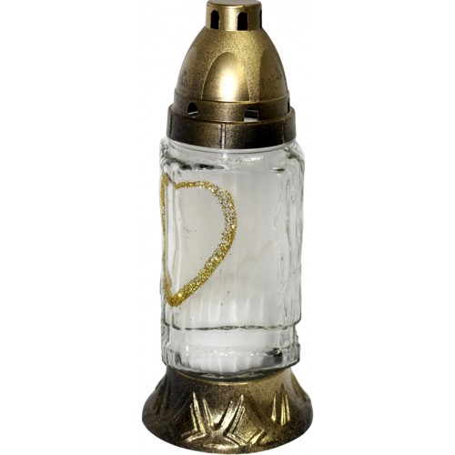 Лампада скляна h-21см "Серце" прямокутна прозора №31-Б(14)