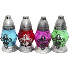 Лампада скляна h-17см "Хрест" шестикутна кольорова №300-ТЕ(12)