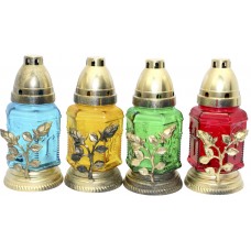 Лампада скляна h-18см "Троянда" шестикутна кольорова №300-ТЕ(12)