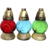 Лампада скляна h-17,5см "Хрест" кругла кольорова №150-ВТ(12)