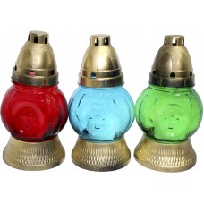 Лампада скляна h-17,5см "Хрест" кругла кольорова №150-ВТ(12)