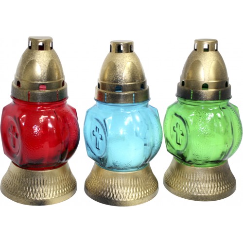 Лампада скляна h-17,5см "Хрест" кругла кольорова №150-ВТ(12)