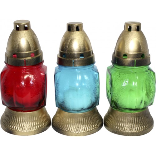 Лампада скляна h-17,5см "Хрест" кругла кольорова №150-ВТ(12)