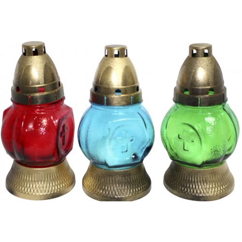 Лампада скляна h-17,5см "Хрест" кругла кольорова №150-ВТ(12)