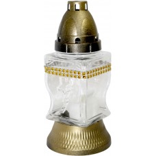 Лампада скляна h-19см "Хрест обідок" квадрат прозора  №300-ТЕ(15)