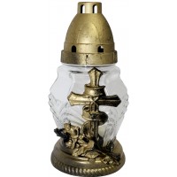 Лампада скляна h-17см "Троянда хрест" шестикутна кругла №300 ТЕ(12)