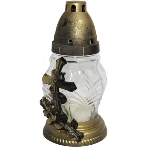 Лампада скляна h-17см "Троянда хрест" шестикутна кругла №300 ТЕ(12)