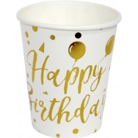 Стакан паперовий "Happy birthday кульки золото"(10)