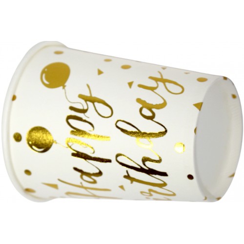 Стакан паперовий "Happy birthday кульки золото"(10)