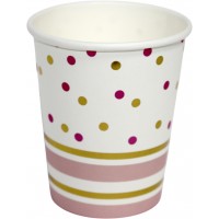 Стакан паперовий "Золото, рожеві полоси, горох"(10)