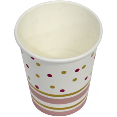Стакан паперовий "Золото, рожеві полоси, горох"(10)